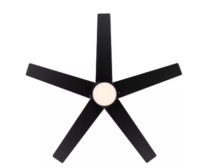 Hampton Bay Mena 44 in. LED Indoor/Outdoor Matte Black Ceiling Fan with Light Kit and Reversible Blades Included