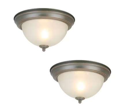 11 in. 1-Light Oil Rubbed Bronze Flush Mount (2-Pack)