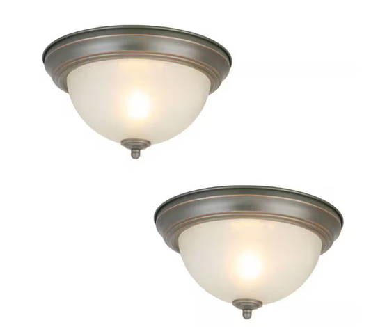 11 in. 1-Light Oil Rubbed Bronze Flush Mount (2-Pack)