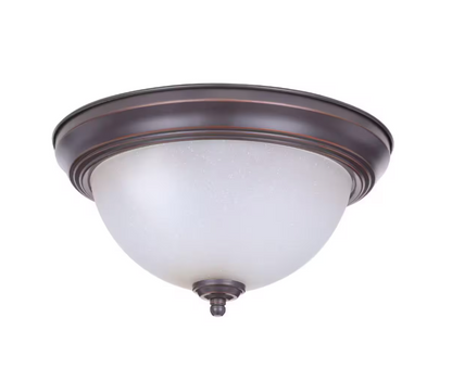 11 in. 1-Light Oil Rubbed Bronze Flush Mount (2-Pack)
