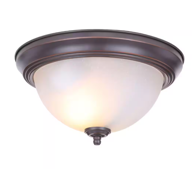 11 in. 1-Light Oil Rubbed Bronze Flush Mount (2-Pack)