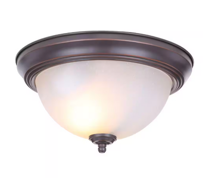 11 in. 1-Light Oil Rubbed Bronze Flush Mount (2-Pack)