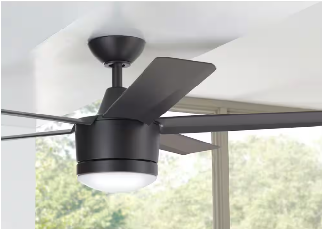 Home Decorators Collection Merwry 52 in. Integrated LED Indoor Matte Black Ceiling Fan with Light Kit and Remote Control