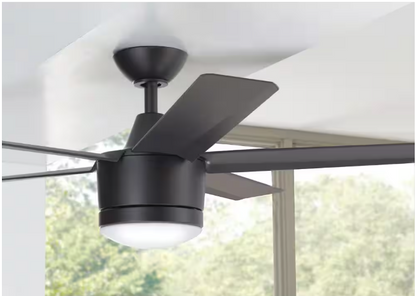 Home Decorators Collection Merwry 52 in. Integrated LED Indoor Matte Black Ceiling Fan with Light Kit and Remote Control