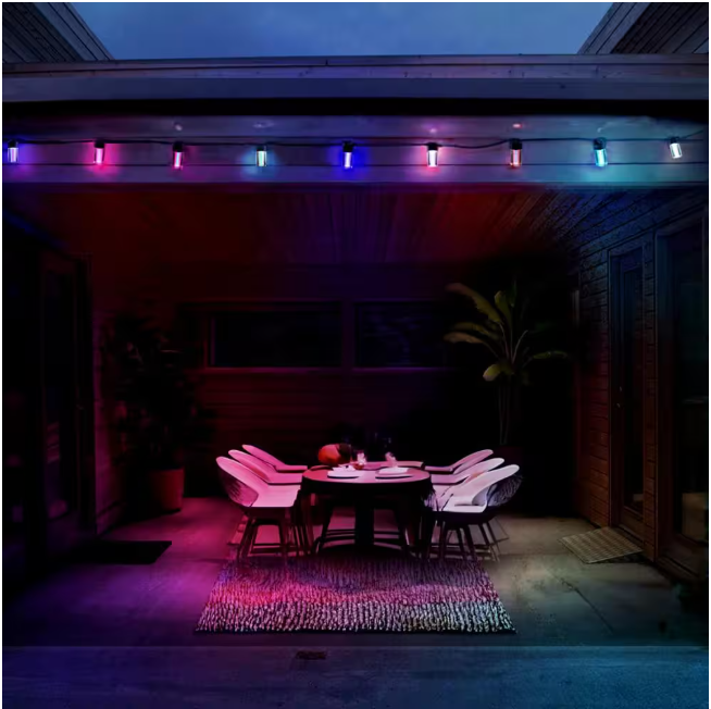 LIFX 12-Light 24 ft. Outdoor Plug-In RGB Integrated LED Smart Wi-Fi String Light, Works with Alexa/Hey Google/HomeKit/Siri