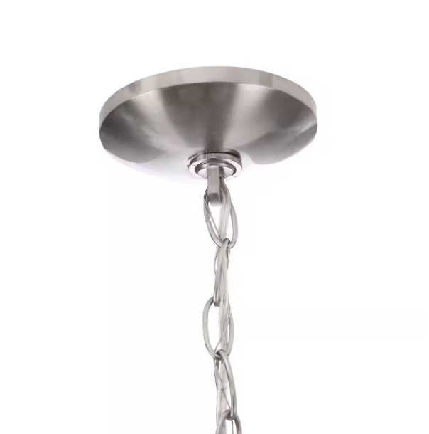 Hampton Bay Halophane 5-Light Brushed Nickel Chandelier with Frosted Ribbed Glass Shades