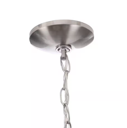 Hampton Bay Halophane 5-Light Brushed Nickel Chandelier with Frosted Ribbed Glass Shades