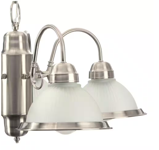 Hampton Bay Halophane 5-Light Brushed Nickel Chandelier with Frosted Ribbed Glass Shades