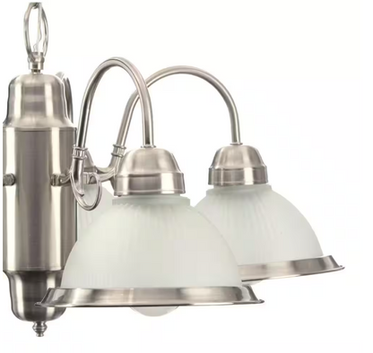 Hampton Bay Halophane 5-Light Brushed Nickel Chandelier with Frosted Ribbed Glass Shades