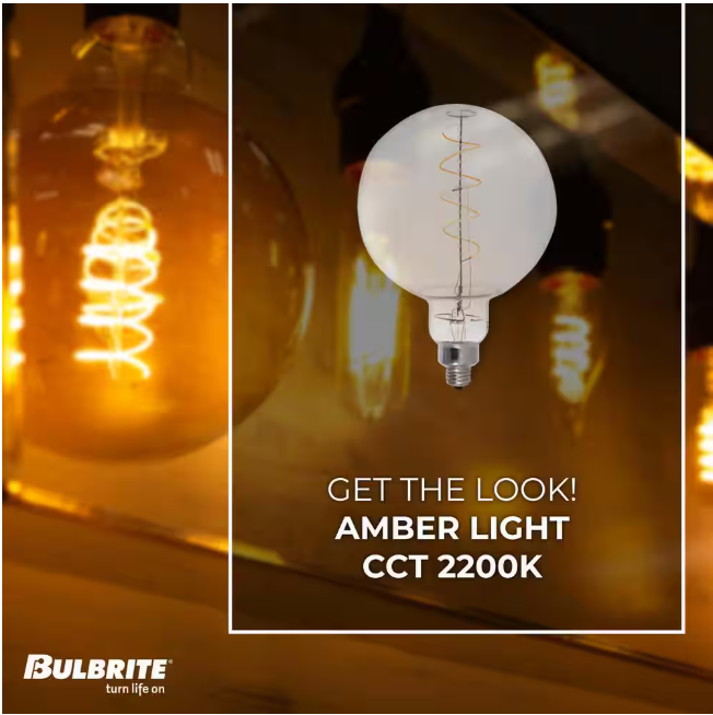 40W Equivalent Amber Light G63 Dimmable LED Grand Filament Globe Shaped Nostalgic Light Bulb