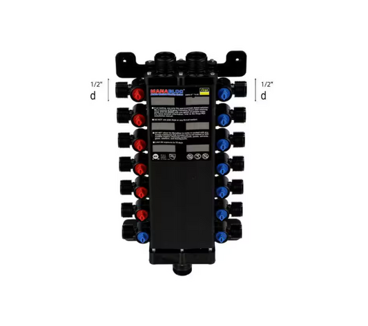 Viega ManaBloc 1/2 in. x 14 port Polymer Distribution Manifold (6 hot/8 cold)
