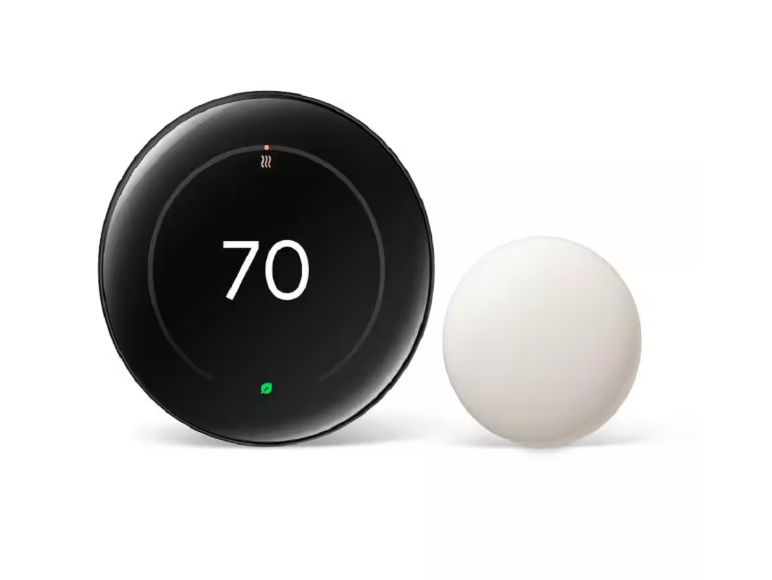 Google Nest Learning Thermostat (4th Gen) with Nest Temperature Sensor (2nd Gen) - Polished Obsidian