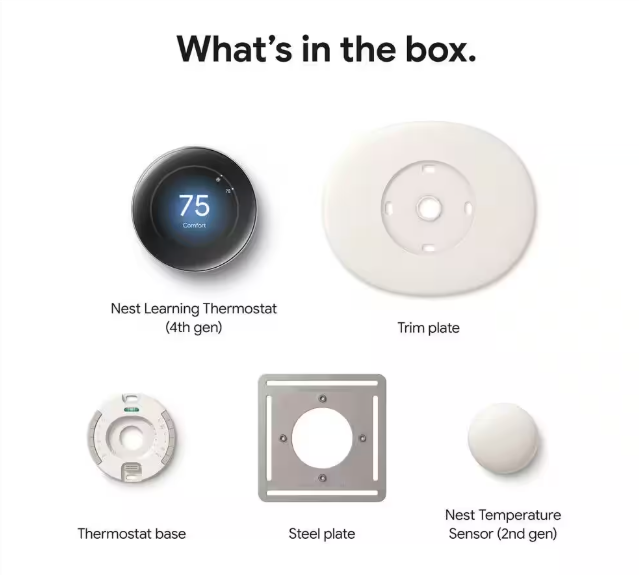 Google Nest Learning Thermostat (4th Gen) with Nest Temperature Sensor (2nd Gen) - Polished Obsidian