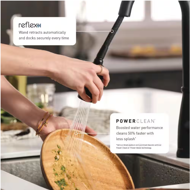 MOEN Essie Touchless Single-Handle Pull-Down Sprayer Kitchen Faucet with MotionSense Wave and Power Clean in Matte Black