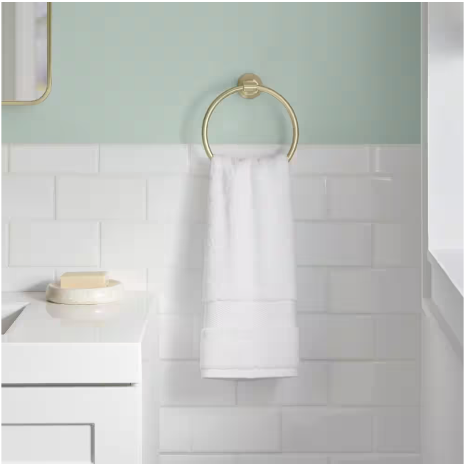Glacier Bay Oswell 4-Piece Bath Hardware Set with 24 in. Towel Bar, TP Holder, Towel Ring and Robe Hook in Matte Gold
