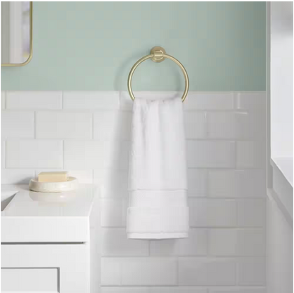 Glacier Bay Oswell 4-Piece Bath Hardware Set with 24 in. Towel Bar, TP Holder, Towel Ring and Robe Hook in Matte Gold