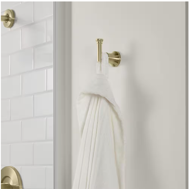 Glacier Bay Oswell 4-Piece Bath Hardware Set with 24 in. Towel Bar, TP Holder, Towel Ring and Robe Hook in Matte Gold
