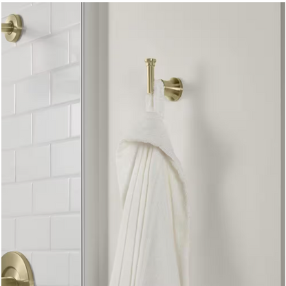 Glacier Bay Oswell 4-Piece Bath Hardware Set with 24 in. Towel Bar, TP Holder, Towel Ring and Robe Hook in Matte Gold
