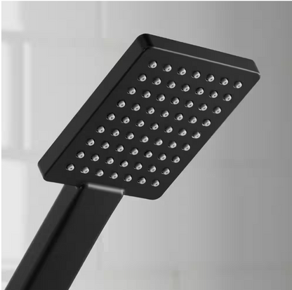 Glacier Bay Modern 1-Spray 7.9 in. Dual Tub Wall Mount Fixed and Handheld Shower Heads 1.8 GPM in Matte Black