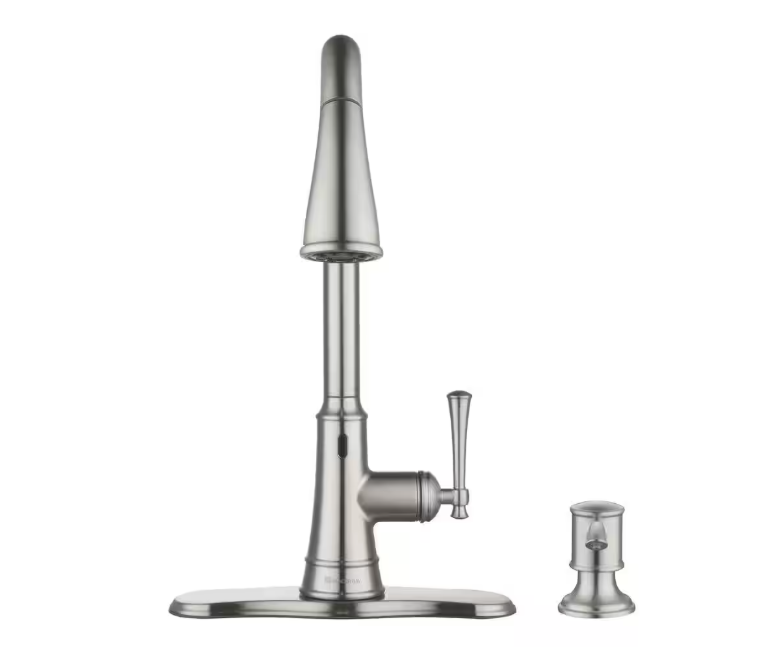 Glacier Bay Hemming Single-Handle Touchless Pull Down Sprayer Kitchen Faucet with Soap Dispenser in Spot Resistant Stainless Steel
