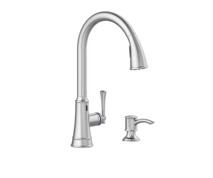 Glacier Bay Hemming Single-Handle Touchless Pull Down Sprayer Kitchen Faucet with Soap Dispenser in Spot Resistant Stainless Steel