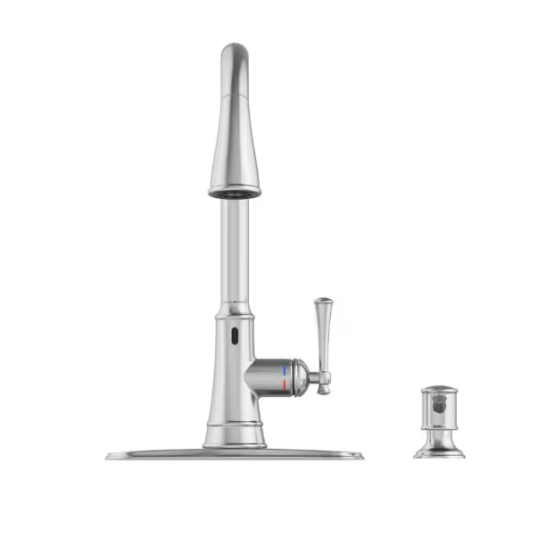 Glacier Bay Hemming Single-Handle Touchless Pull Down Sprayer Kitchen Faucet with Soap Dispenser in Spot Resistant Stainless Steel