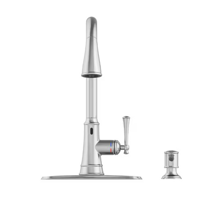 Glacier Bay Hemming Single-Handle Touchless Pull Down Sprayer Kitchen Faucet with Soap Dispenser in Spot Resistant Stainless Steel
