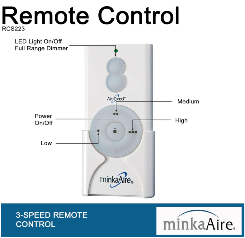 Minka-Aire Hand-Held Ceiling Fan Remote Control System - White - RCS223