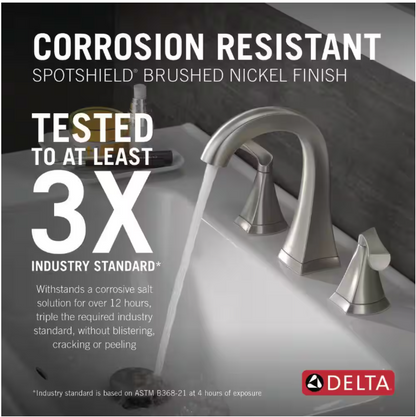 Delta Pierce 8 in. Widespread 2-Handle Bathroom Faucet in SpotShield Brushed Nickel