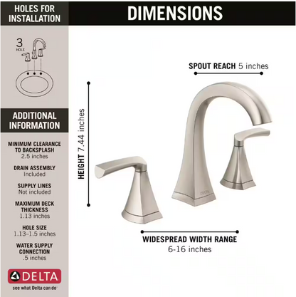 Delta Pierce 8 in. Widespread 2-Handle Bathroom Faucet in SpotShield Brushed Nickel