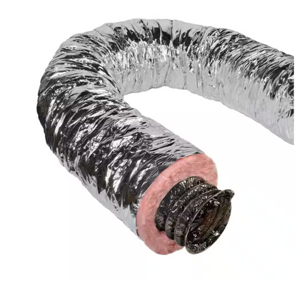 Master Flow 4 in. x 25 ft. Insulated Flexible Duct R6 Silver Jacket