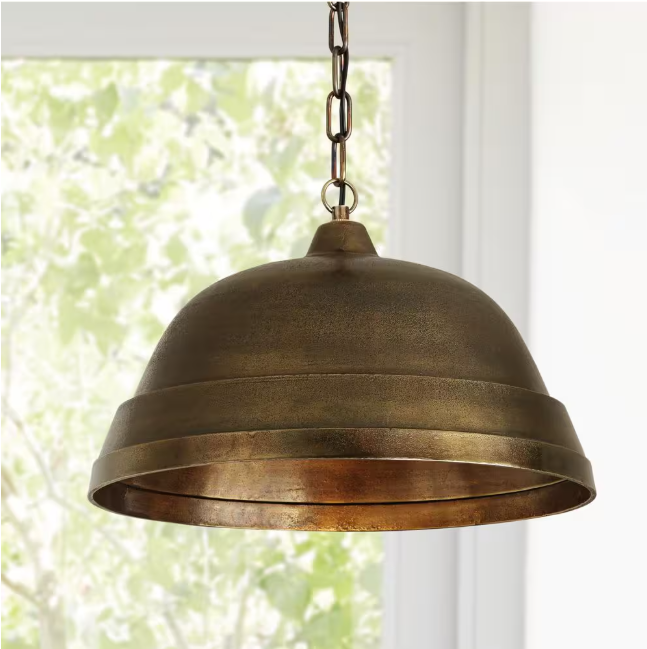 Capital Lighting Fixture Company Sedona 100-Watt 1-Light Oxidized Brass Sand-Cast Medium Dome Pendant Light