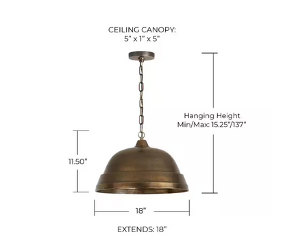 Capital Lighting Fixture Company Sedona 100-Watt 1-Light Oxidized Brass Sand-Cast Medium Dome Pendant Light