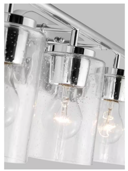 Generation Lighting Oslo 27.5 in. 4-Light Chrome Contemporary Transitional Dimmable Wall Bath Vanity Light with Clear Seeded Glass Shades