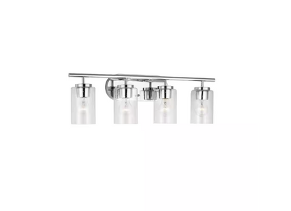 Generation Lighting Oslo 27.5 in. 4-Light Chrome Contemporary Transitional Dimmable Wall Bath Vanity Light with Clear Seeded Glass Shades