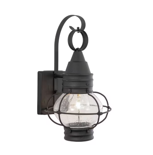 VAXCEL Chatham 1 Light Black Coastal Outdoor Wall Lantern Clear Glass