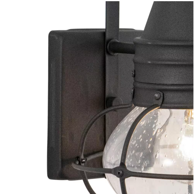 VAXCEL Chatham 1 Light Black Coastal Outdoor Wall Lantern Clear Glass