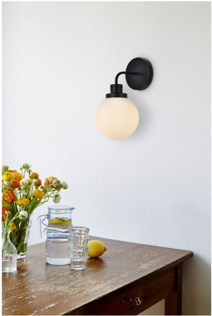 Living District Hanson 1 Light Wall Sconce, Black/Frosted