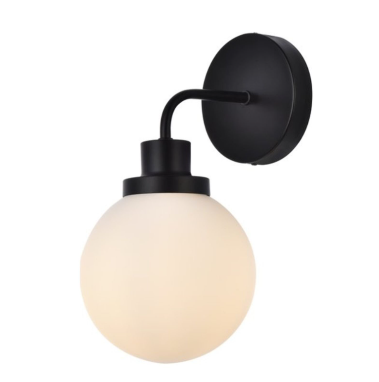 Living District Hanson 1 Light Wall Sconce, Black/Frosted