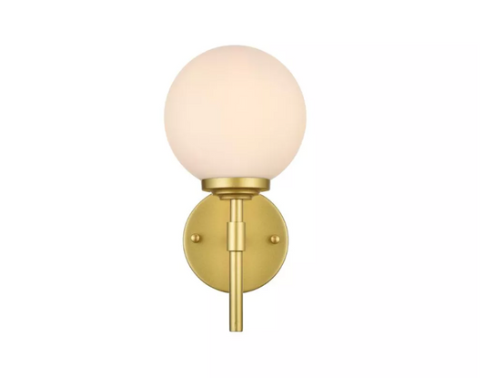 Elegant Lighting Ansley 1 light Brass and frosted white Bath Sconce