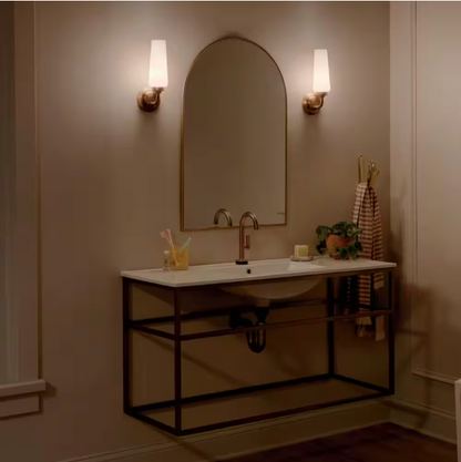 KICHLER Truby 11.5 in. 1-Light Champagne Bronze Bathroom Indoor Wall Sconce Light with Satin Etched Cased Opal Glass