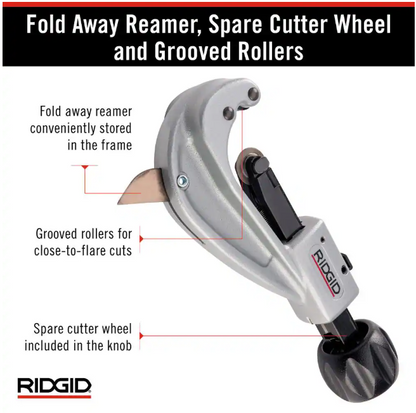 RIDGID 1/4 in. to 1-5/8 in. 151 Quick Acting Copper Pipe & Aluminum Tubing Cutter w/ Easy Change Wheel Pin + Spare Wheel
