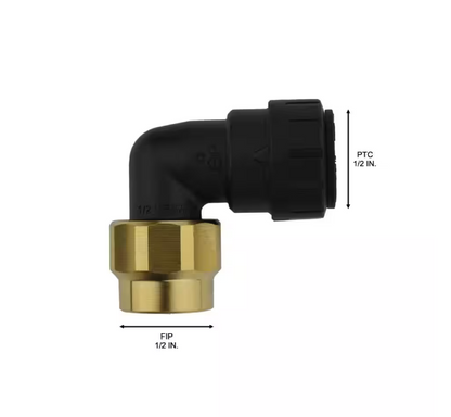 SharkBite ProLock 1/2 in. Push-To-Connect x FIP Plastic/Brass 90-Degree Elbow Fitting