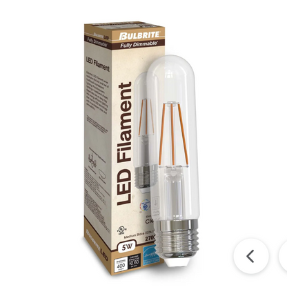 5W LED T9 5" 2700K FILAMENT E26 FULLY COMPATIBLE DIMMING JA8