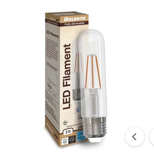 5W LED T9 5" 2700K FILAMENT E26 FULLY COMPATIBLE DIMMING JA8