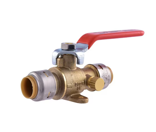 SharkBite Max 1/2 in. Brass Push-to-Connect Ball Valve with Drain and Drop Ear