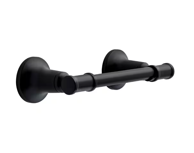 Delta Chamberlain Wall Mount Pivot Arm Toilet Paper Holder Bath Hardware Accessory in Matte Black