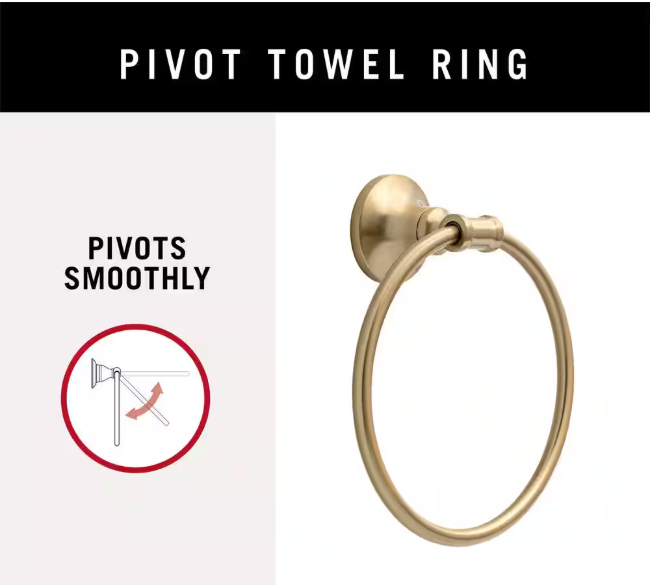 Delta Chamberlain Wall Mount Round Closed Towel Ring Bath Hardware Accessory in Champagne Bronze