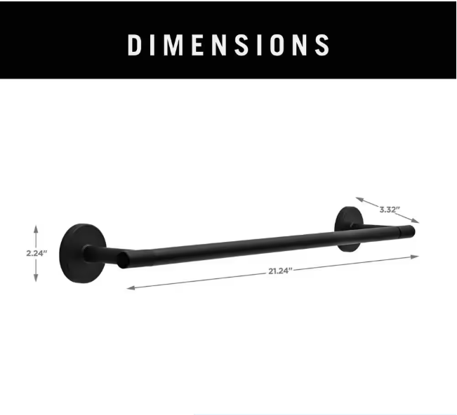 Delta Lyndall 18 in. Wall Mount Towel Bar Bath Hardware Accessory in Matte Black