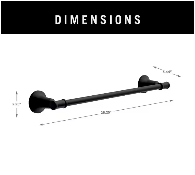 Delta Chamberlain 24 in. Wall Mount Towel Bar Bath Hardware Accessory in Matte Black